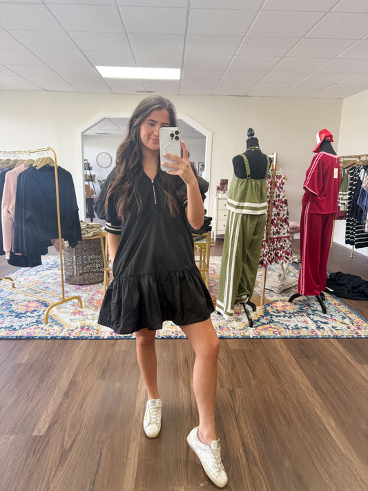 Black Sporty Collared Dress