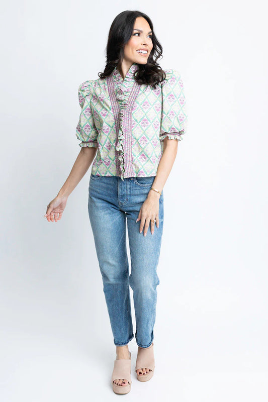 Paris Floral Ruffle Top