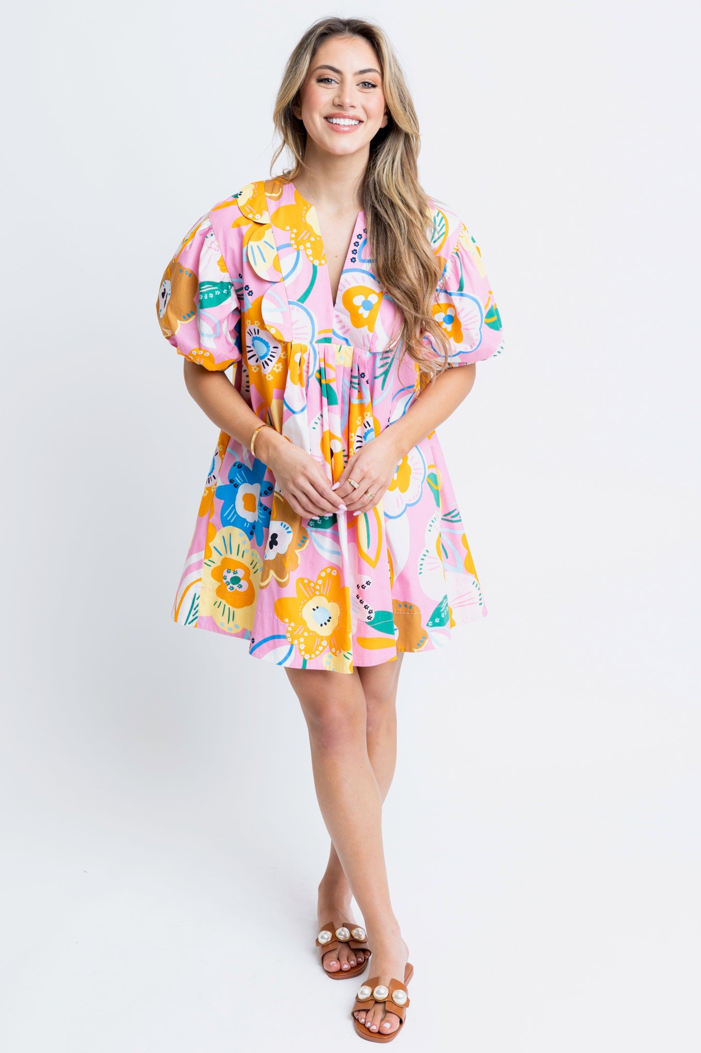 Artist Floral Scallop Dress