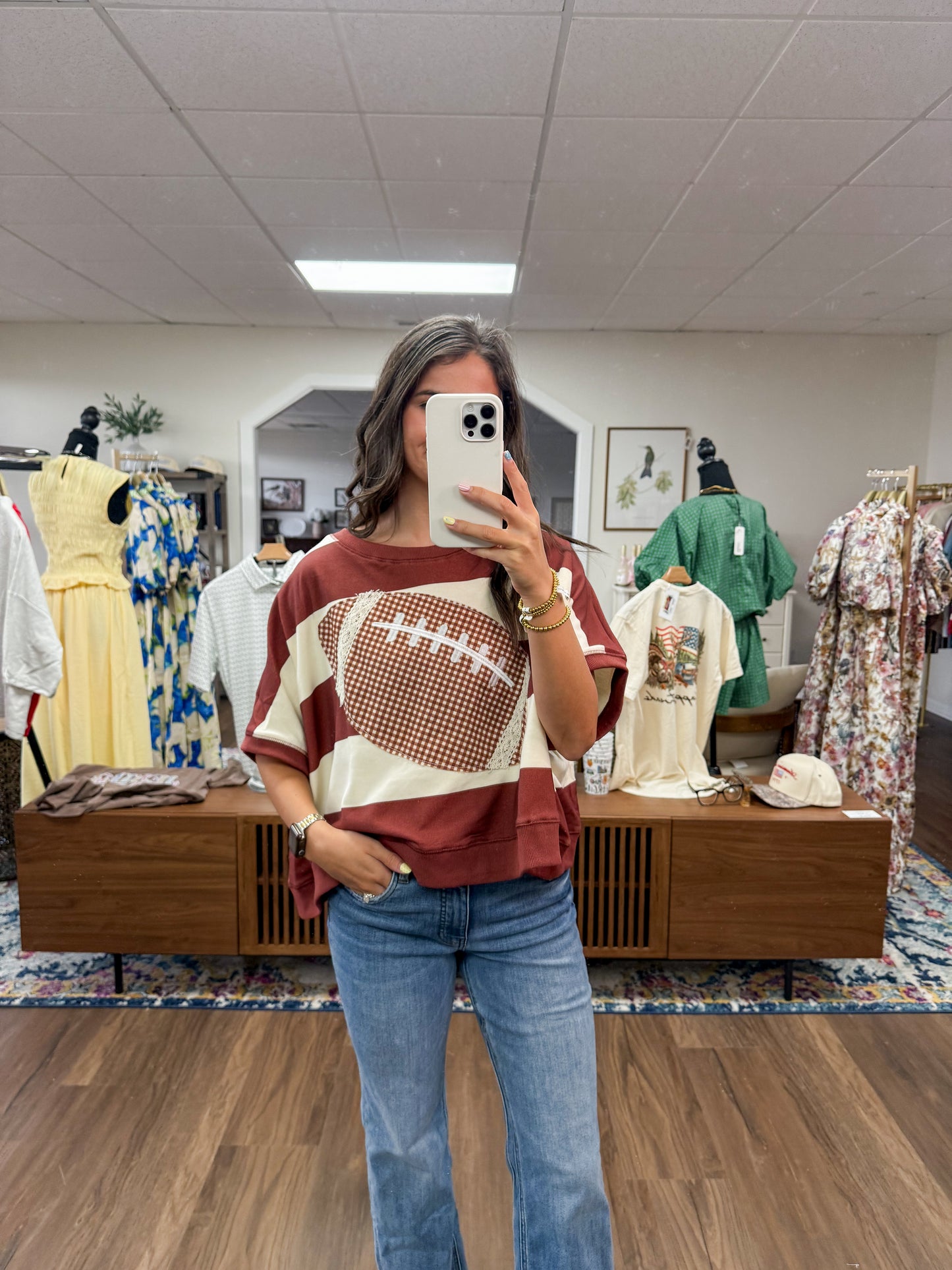 Striped Football Patch Top