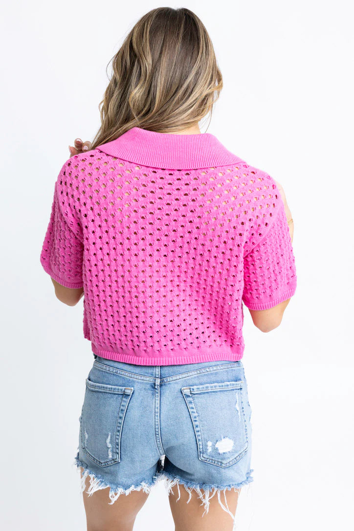 Pink Novelty Button Sweater