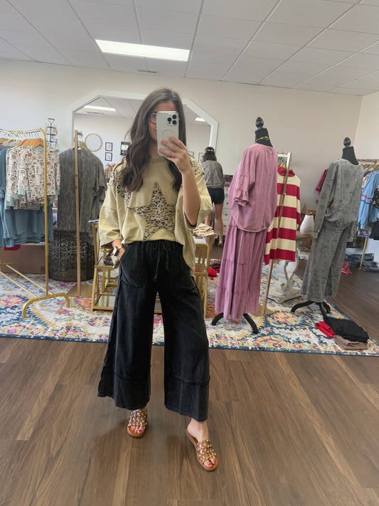 Black Mineral Washed Pants