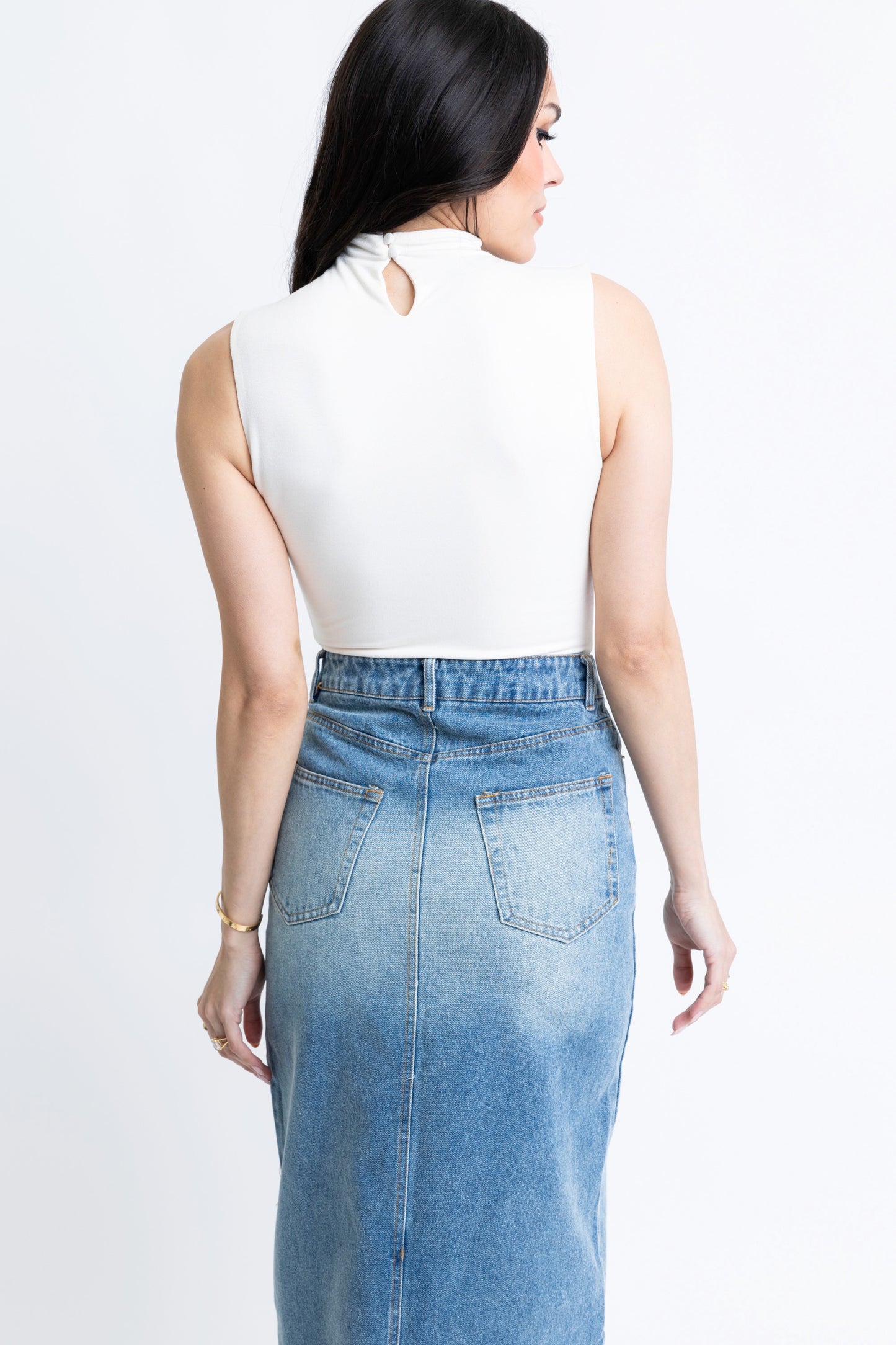 Mock Knit Sleeveless Bodysuit