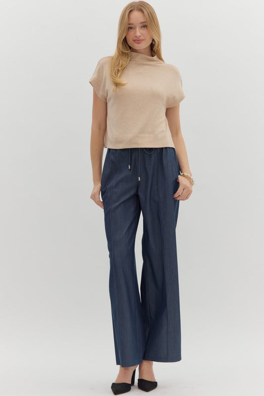 Oatmeal Mock Neck Top