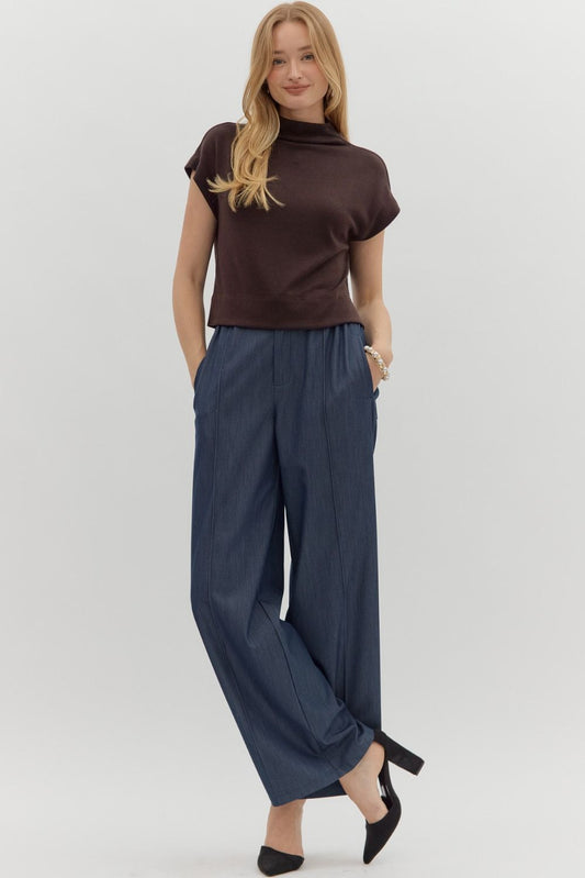 Brown Mock Neck Top