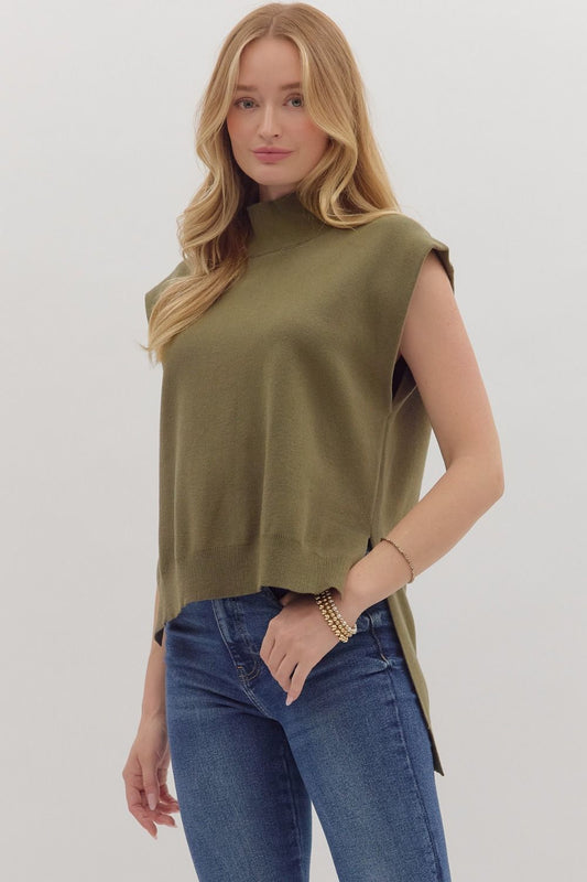 Olive Sleeveless Sweater